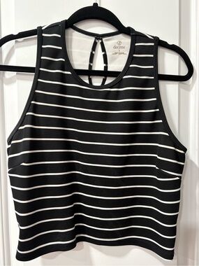 Decree Black & White Striped Racerback Tank